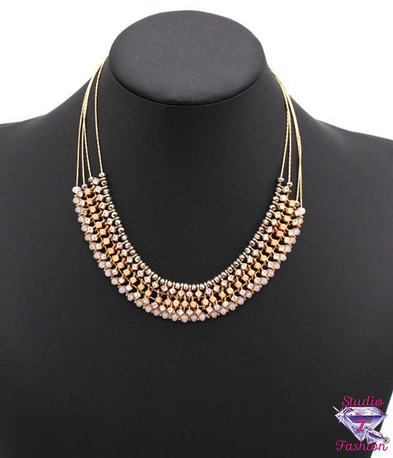 Bejeweled Amber Rhinestone Necklace