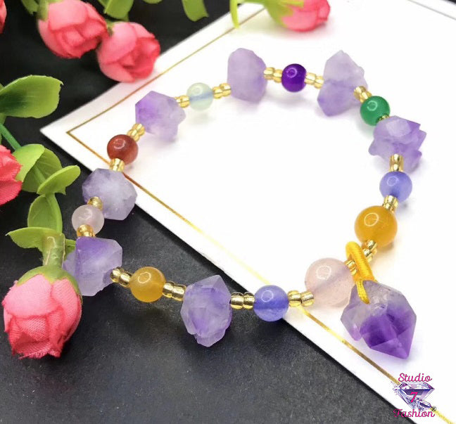 Amethyst and Multicolor Stone Bracelet