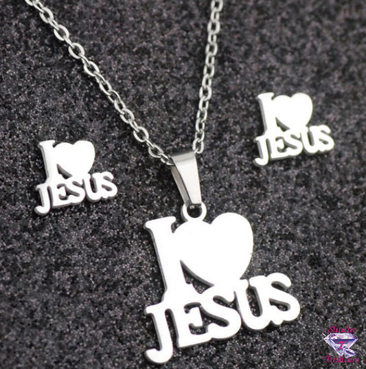 Love Jesus Necklace Earring Set