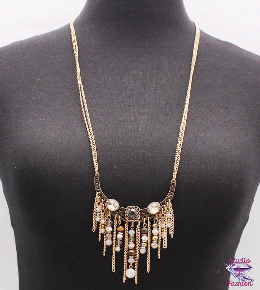 Vintage Charm Fringe Necklace