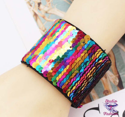 Children's Multicolor Sequin Snap Bracelet