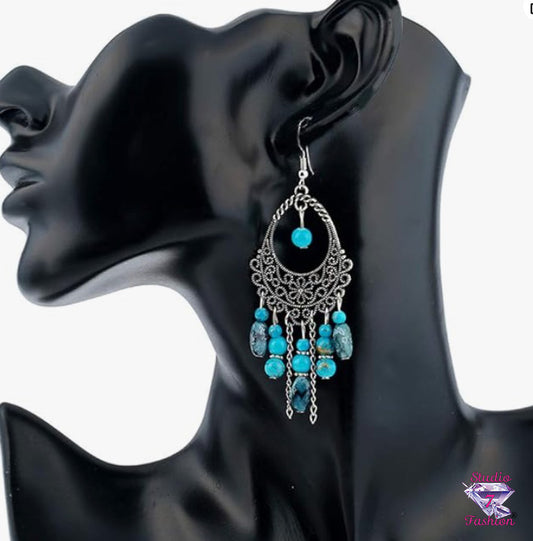 Southwest Style Turquoise Dangle Earrings