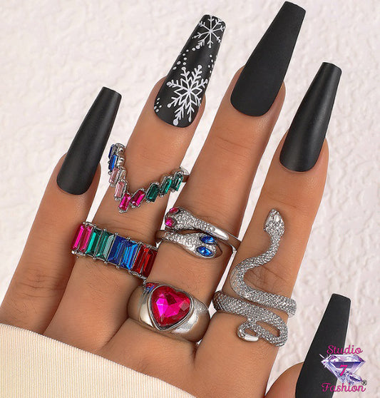 Multicolor Knuckle Ring Set