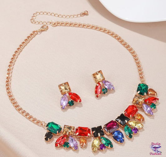 Walk The Runway Multicolor Necklace Earrings