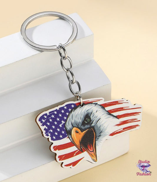 Screaming Eagle Flag Keychain