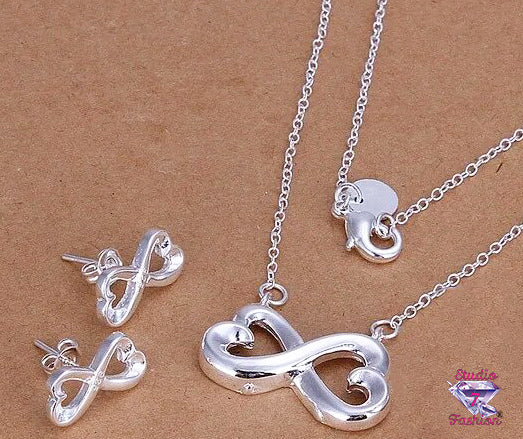 Infinity Hearts Necklace Earring Set