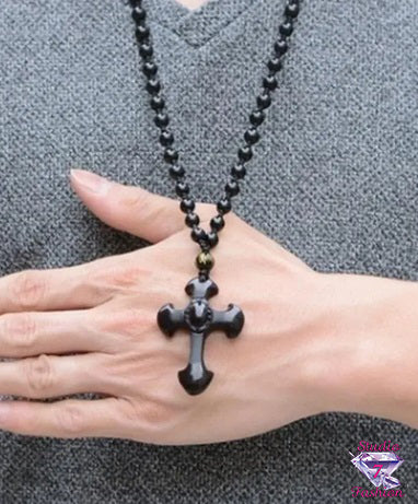 Ebony Ceramic Cross Necklace