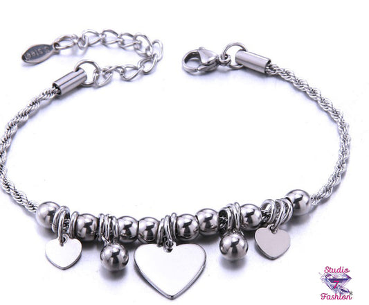 Triple Heart Charm Bracelet