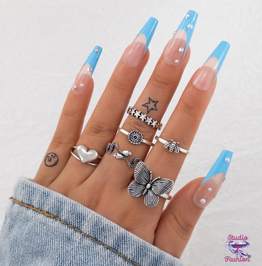 Butterfly/Snake Knuckle Ring Set