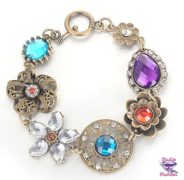 Boho Gemstones and Flowers Bracelet