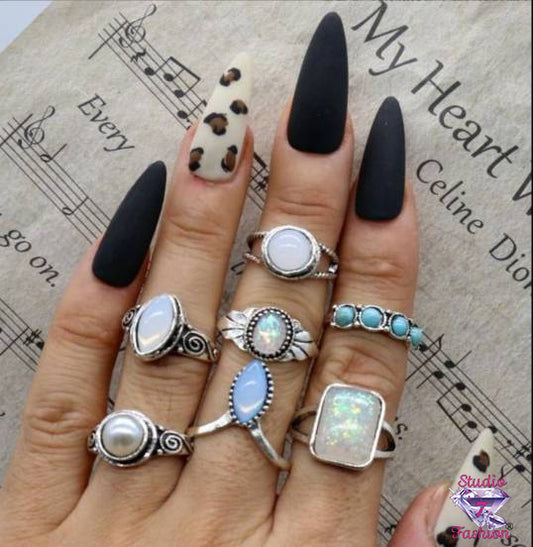 Princess Opals Knuckle Ring Set