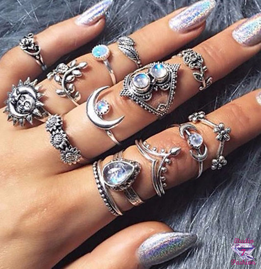 Mystical Moonstones Knuckle Ring Set