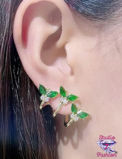 Triple Butterfly Cuff Earrings