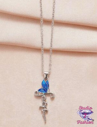 Stylized Butterfly Faith Necklace