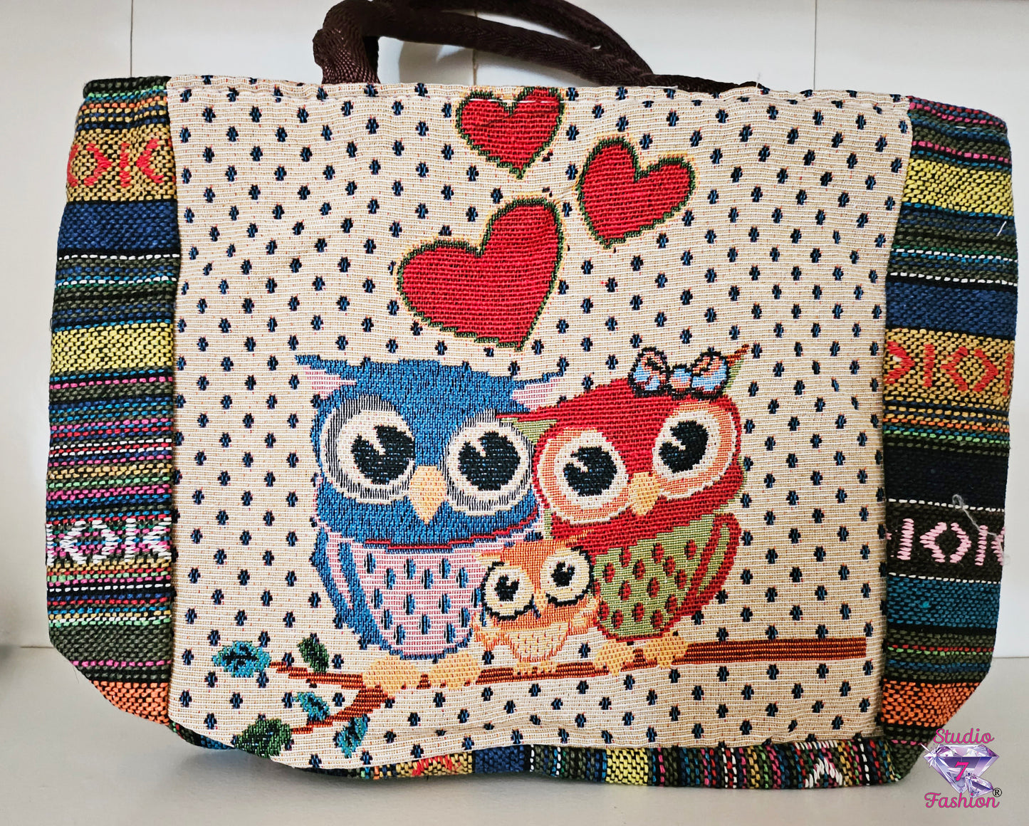 Happy Owl Family Jacquard Handbag