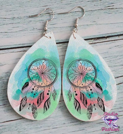 Sweet Dreams Watercolor Leatherette Earrings