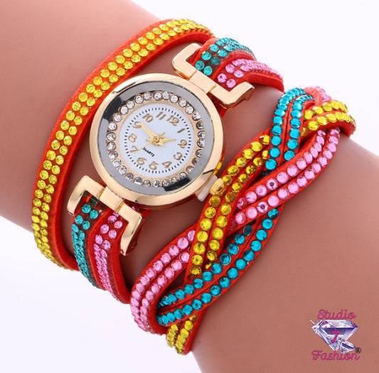 Neon Rhinestone Multilayer Watch