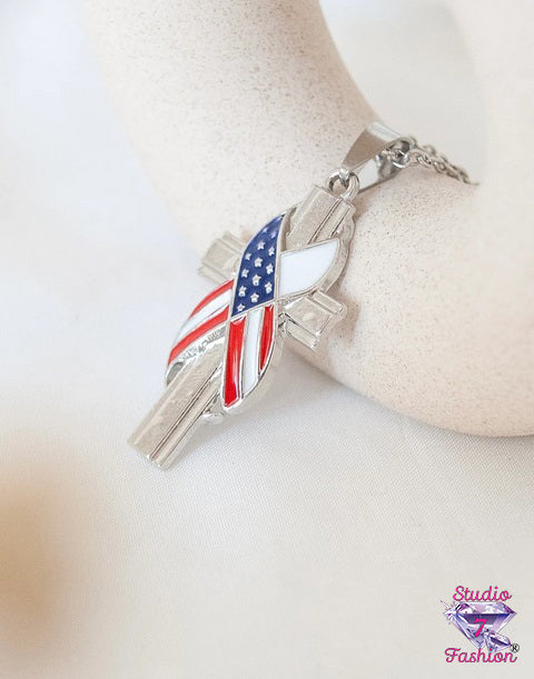 We Will Not Forget Fallen Patriots Cross Necklace