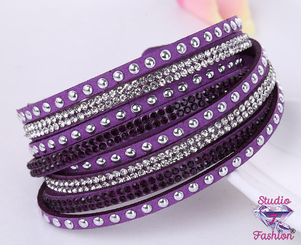 Perfectly Punky Purple Rhinestone Wrap Bracelet