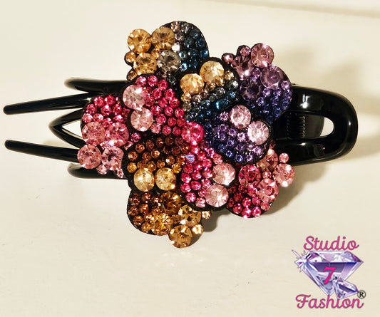 Floral Rhinestone Hair Claw