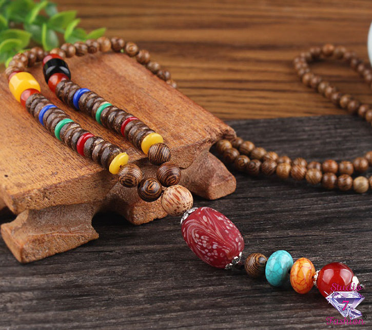 Boho Wooden Colorful Necklace