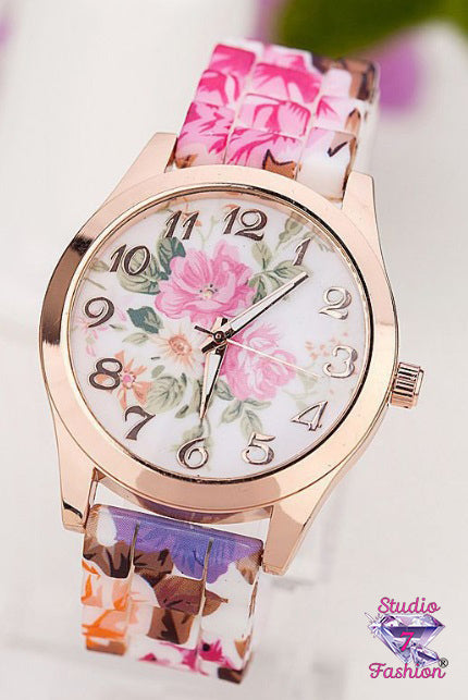 Pink Floral Quartz Watch