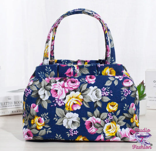 Roses on Deep Blue Elegant Handbag