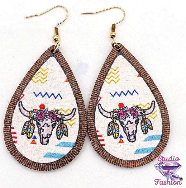 Western Style Wooden Earrings