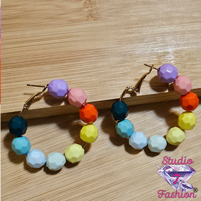 Beaded Pastel Hoop Earrings