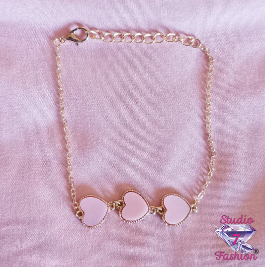 Triple The Love Pink Hearts Bracelet