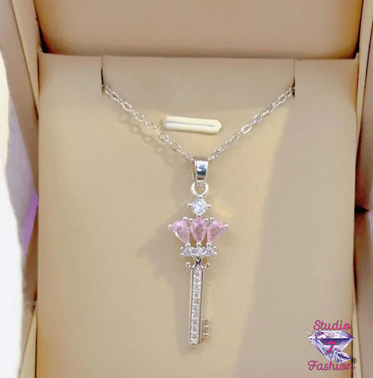 Princess Key Pink Necklace