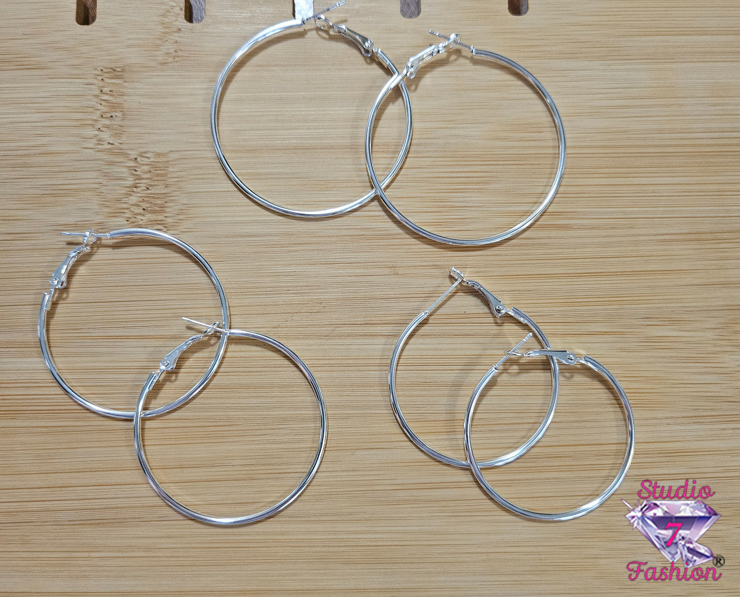 3 Pair Large Hoop Earrings