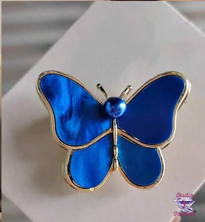 Fabulous Blue Pearlescent Butterfly Brooch