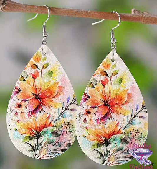 Spring Floral Teardrop Earrings