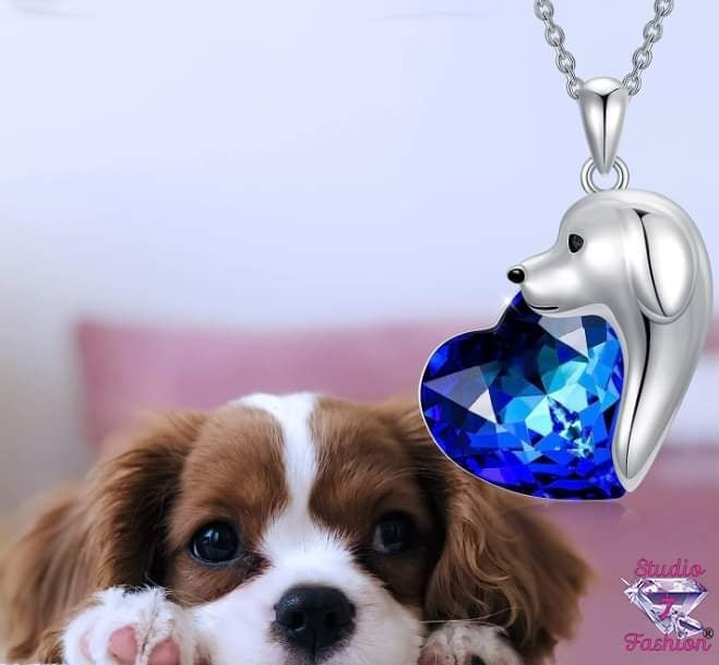 Sapphire Puppy Heart Necklace