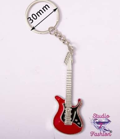 Rock n' Roll Guitar Keychain Red