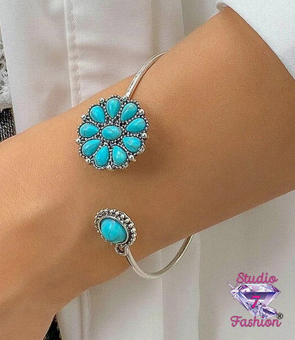 Time To Bloom Turquoise Floral Bangle