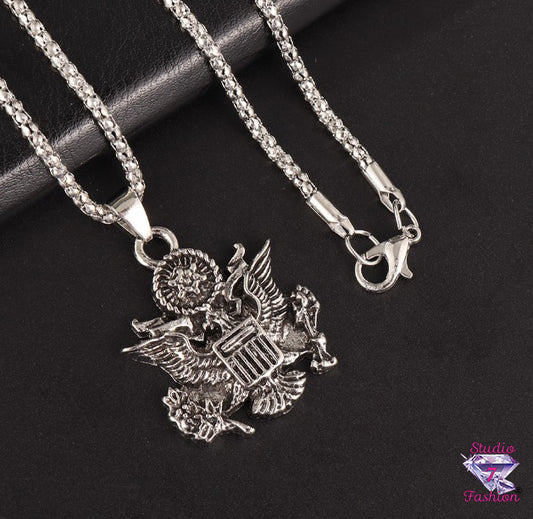 Proud American Eagle Coat of Arms Necklace