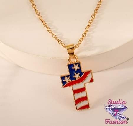 Stylized Miniature American Flag Necklace