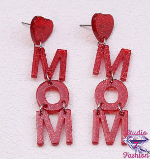 Acrylic Heart Mom Earrings