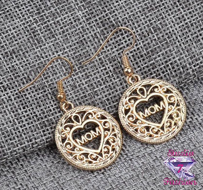 Filigree Heart Mom Earrings