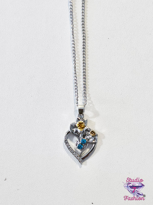 Double Floral Heart Necklace