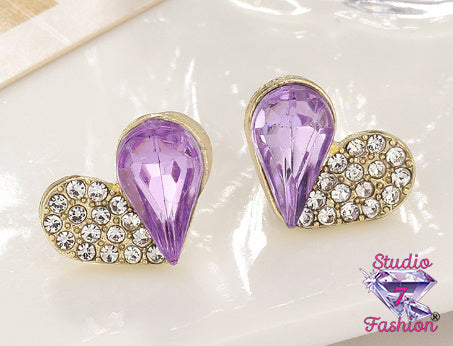 Purple Love Heart Earrings