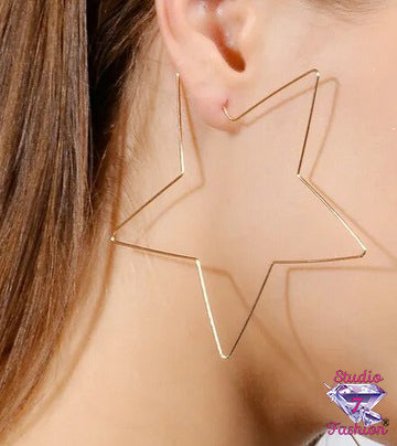 Giant Gold Star Earrings