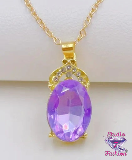 Pop of Purple Gem Necklace