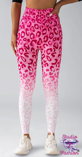 Gradient Leopard Pink Leggings