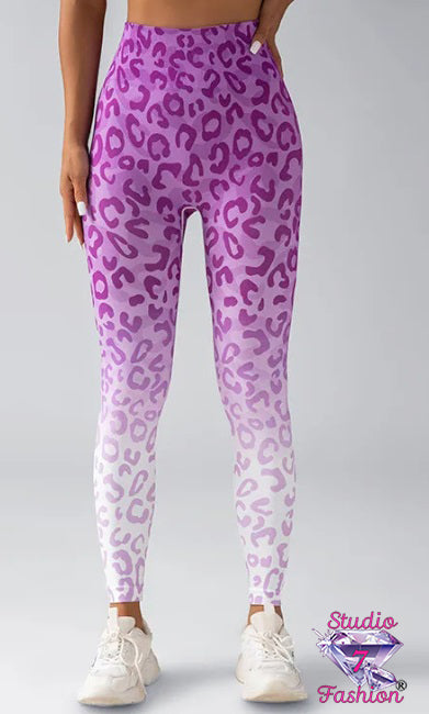 Gradient Leopard Purple Leggings