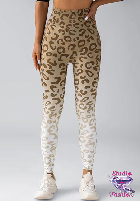 Gradient Leopard Brown Leggings