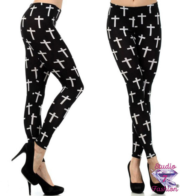 Cross Ebony Leggings (Fits Up To XL)