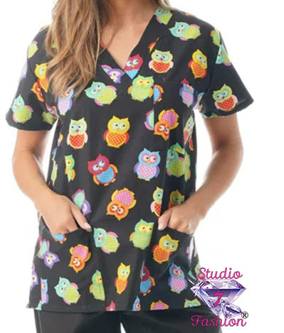 Whoo Whoo Owl Scrub Top